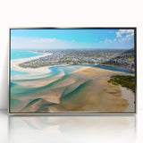 A large art print of the Nice, France scenery in mid-century modernist style.