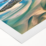 Art deco poster of Nice, France in muted blues and oranges on rolled canvas, suitable for dining room decor.