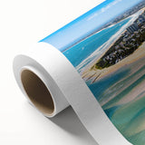 Art deco poster of Nice, France with pastel shades on rolled canvas, suitable for nursery wall art or dining room decor.