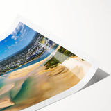 Extra large wall art featuring line art flowers in muted earth tones on rolled canvas, suitable for large living room decor.