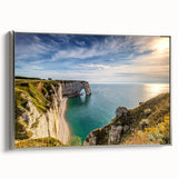 Landscape art painting of Normandy, France on framed canvas.