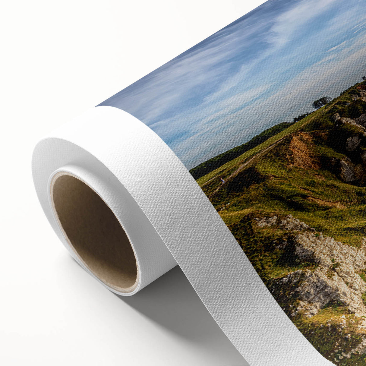 Art Deco poster of Normandy, France landscape in soft pastel shades on rolled canvas, suitable for nursery wall art.
