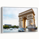 Extra large framed canvas of vintage poster art featuring a colorful Parisian street scene, ideal for living room decor.