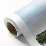 Art Deco poster of Paris skyline in pastel hues on rolled canvas, ideal for nursery wall art.