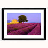 Extra large framed wall art depicting an abstract, colorful Provence scenery in textured style, ideal for living room decor.