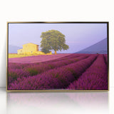 Acrylic print of a Provence, France landscape in art deco style with gold framing, suited for modern art wall decor.