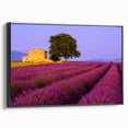 Black and white framed canvas of a vintage Provence landscape, ideal for bedroom wall decor.