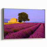 Landscape art painting of Provence with vivid colors on a framed canvas, suitable for living room decor.