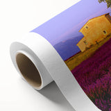 Art Deco poster of a Provence landscape on rolled canvas, featuring soft pastel colors, perfect for nursery wall art.
