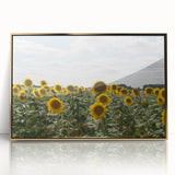 Art Deco style poster of a South France landscape in gold and blue tones on a framed acrylic.