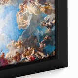 Extra large framed canvas of a textured black wall art depicting Versailles with vibrant color accents.