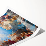 Extra large wall art featuring line art flowers in soft pastel shades on a rolled print.