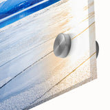 Acrylic print of a large abstract depiction of Bavarian scenery, using mid-century modernist style.