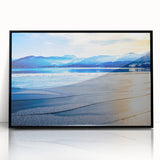 Large abstract wall art depicting a Bavarian landscape in muted earth tones on a framed acrylic.