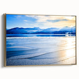 Framed canvas featuring a vintage-style landscape painting of the Bavarian scenery in muted earth tones.