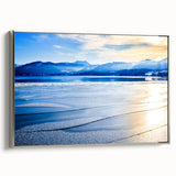 Landscape art painting of Bavarian scenery, featuring colorful fields under a silver-framed canvas.