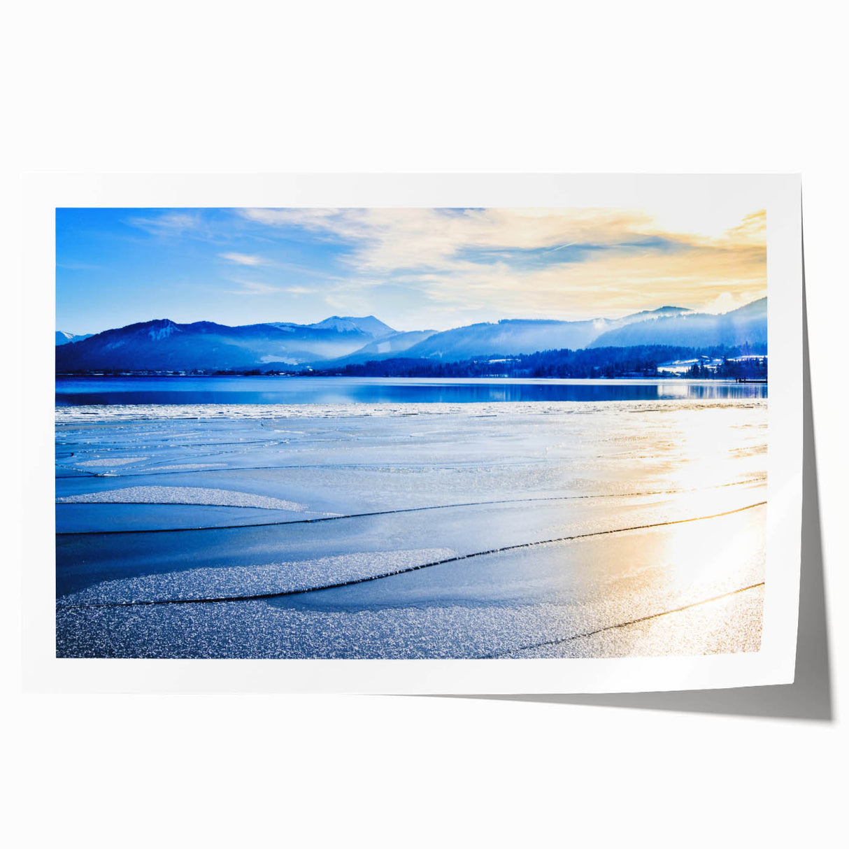 Rolled print of a Bavarian landscape featuring soft pastel shades, ideal for art wall dining room decor.