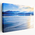 Panoramic view of Bavarian landscape on stretched canvas, with lush greens and blues, suitable for kitchen wall art.