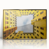 Art deco poster of Berlin skyline in muted gold and black tones, acrylic framed, ideal for modern art wall decor.