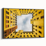 Black and white framed canvas of Berlin landscape, ideal for bedroom wall art in a vintage poster style.