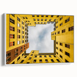 Vintage poster art of Berlin scenery on framed canvas, showcasing a colorful palette, ideal for living room decor.