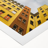 Art deco poster of Berlin skyline in muted gray and blue tones on rolled canvas, ideal for dining room wall art.