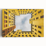 Black and white photograph of Berlin skyline on stretched canvas, ideal for kitchen wall art or bedroom decor.