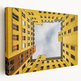 Large canvas print of Berlin cityscape in muted gray and blue tones, ideal for kitchen wall art.