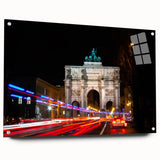 Acrylic print of Munich scenery in muted earth tones, ideal for dining room decor.