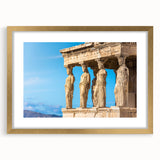 Abstract art print of Athens scenery in muted earth tones on a framed canvas, suitable for dining room decor.