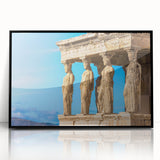 Large abstract wall art depicting the Athens skyline in muted earth tones on a framed acrylic.
