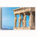 Black and white photo of Athens skyline on large stretched canvas, suited for kitchen wall art.