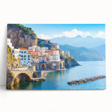 Black and white photo of Crete coastline on large stretched canvas, suitable for kitchen wall art.