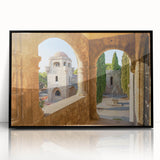 Large abstract wall art depicting a European scenery in Rhodes, Greece.