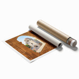 Extra large rolled print of Rhodes, Greece with vibrant floral elements in pastel shades.