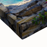 Black and white landscape art painting of a Greek scenery on stretched canvas, suitable for bedroom wall decor.