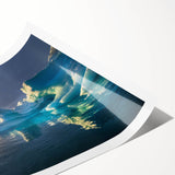 Extra large wall art featuring line art flowers in soft green and white, printed on rolled canvas.