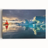 Black and white photograph of a Greenland landscape on large stretched canvas, ideal for kitchen wall art.