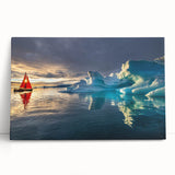Black and white photograph of a Greenland landscape on large stretched canvas, ideal for kitchen wall art.