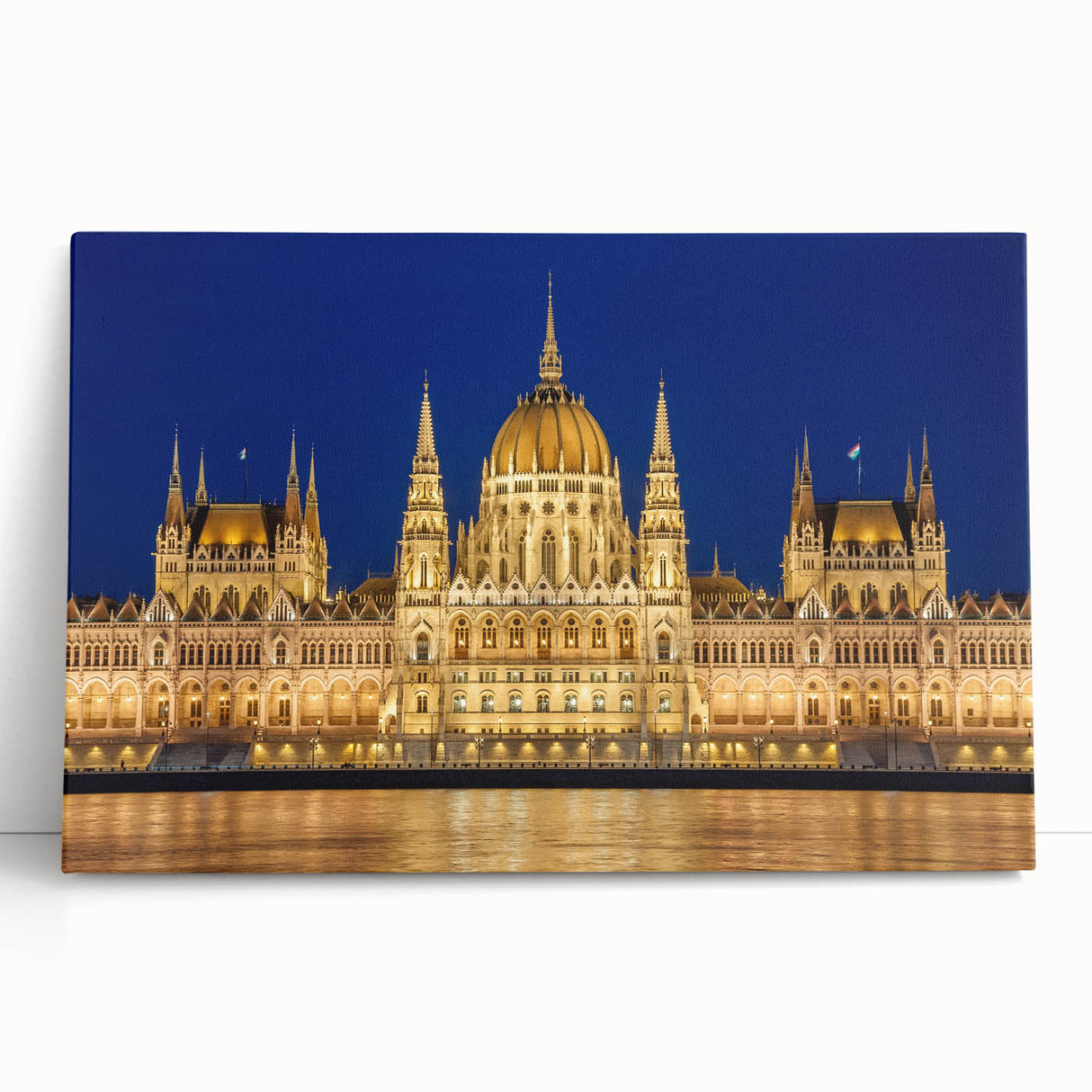 Black and white photograph of a European cityscape on stretched canvas, suitable for kitchen wall art.