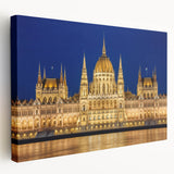 Large art print on stretched canvas depicting a scenic European landscape in muted earth tones, ideal for kitchen wall decor.