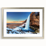 Extra large framed wall art of a textured abstract Icelandic landscape in muted earth tones, ideal for living room decor.