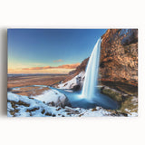 Black and white photograph of an Icelandic landscape on large stretched canvas.