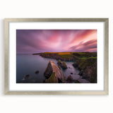 Extra large wall art featuring a textured abstract print of an Irish scenery in silver frame, suitable for living room decor.