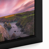 Black wall art featuring a textured Irish scenery in vibrant colors on a framed canvas, ideal for living room decor.