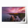 Rolled print of a serene Irish landscape with lush greenery and a vibrant sky, ideal for dining room wall art.