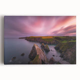Black and white photo of a scenic Irish landscape on stretched canvas, ideal for kitchen wall art.