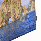 Acrylic print of a Capri, Italy scenery with vivid blue and green tones, ideal for bedroom or dining room art.