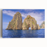 Black and white stretched canvas of Capri scenery, ideal for kitchen wall art.
