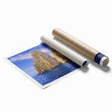 Extra large rolled print of Capri, Italy scenery with vibrant floral elements, ideal for classy bathroom wall art.